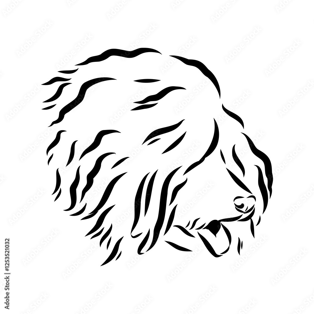 Minimalist puli dog logo design. Modern line art, vector, graphic, icon, illustration Minimalist puli dog logo design. Modern line art, vector, graphic, icon, illustration