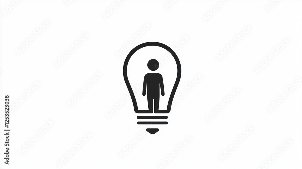 Idea Concept, Person in Lightbulb, Abstract Symbol, Simple Illustration, Design Element Idea Concept, Person in Lightbulb, Abstract Symbol, Simple Illustration, Design Element