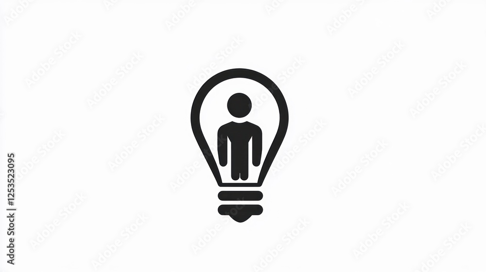 Abstract illustration of a person inside a lightbulb; symbolizing innovation and ideas Abstract illustration of a person inside a lightbulb; symbolizing innovation and ideas