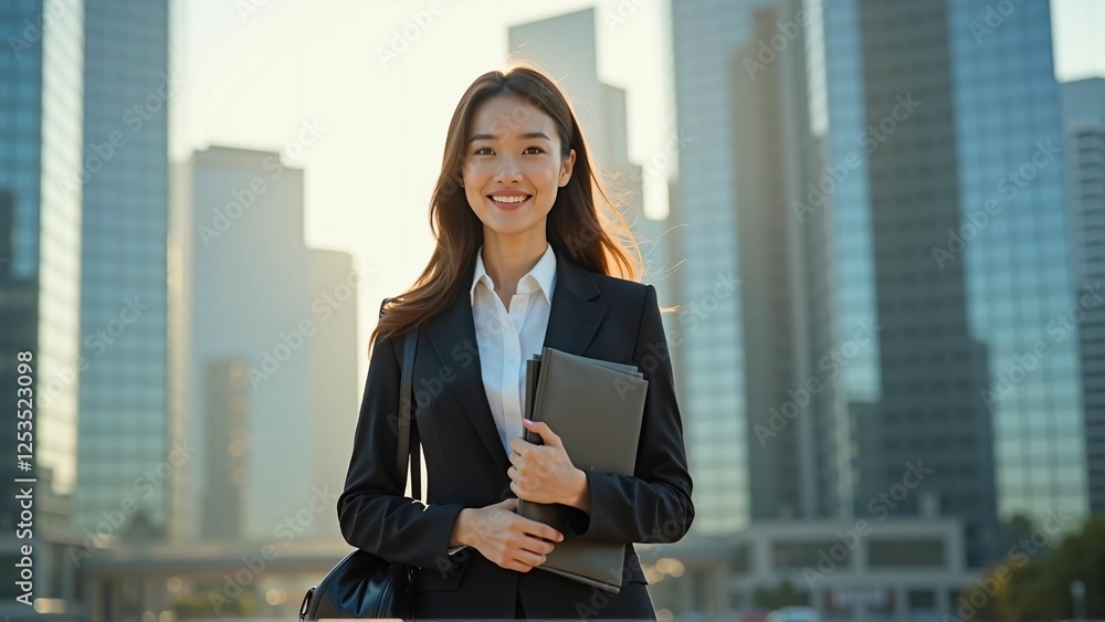 Confident Asian Businesswoman Walking Through the City – Professional and Ambitious Career Woman in an Urban Environment Confident Asian Businesswoman Walking Through the City – Professional and Ambitious Career Woman in an Urban Environment