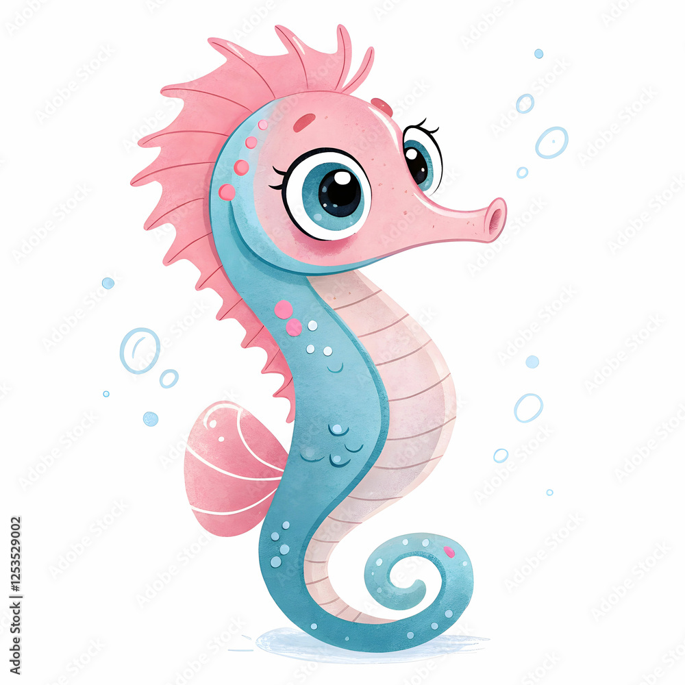 Fototapeta premium cute sea horse with white background