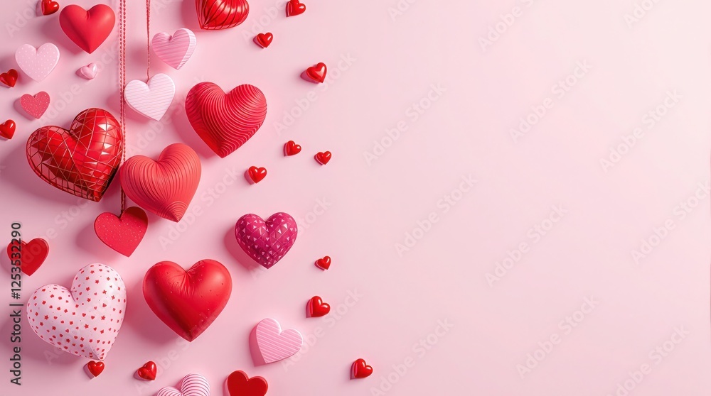 Valentine's Day background red and pink heart-shaped decorations Valentine's Day background red and pink heart-shaped decorations
