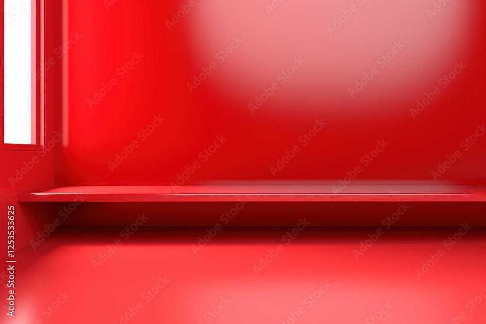 Bright Red Interior Space with Smooth Walls and Clean Lines Perfect for Modern Design Projects and Creative Backgrounds Bright Red Interior Space with Smooth Walls and Clean Lines Perfect for Modern Design Projects and Creative Backgrounds
