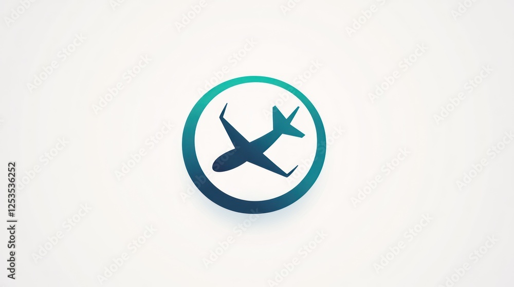Airplane icon in a circle, simple graphic, travel Airplane icon in a circle, simple graphic, travel