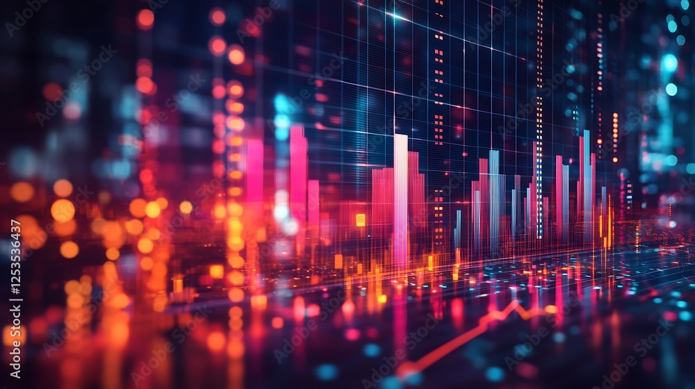 Futuristic Digital Cityscape with Neon Lights Futuristic Digital Cityscape with Neon Lights