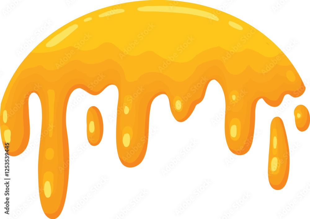 Cartoon honey splash. Sweet syrup dripping spots, melting liquid honey spots flat vector illustration icon. Sticky honey drops on white background. Cartoon honey splash. Sweet syrup dripping spots, melting liquid honey spots flat vector illustration icon. Sticky honey drops on white background.
