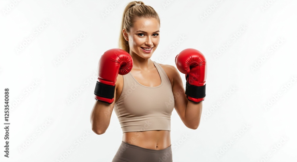 Athletic and Smiling Woman Practicing Boxing – A Powerful and Confident Female in Fitness Training Athletic and Smiling Woman Practicing Boxing – A Powerful and Confident Female in Fitness Training