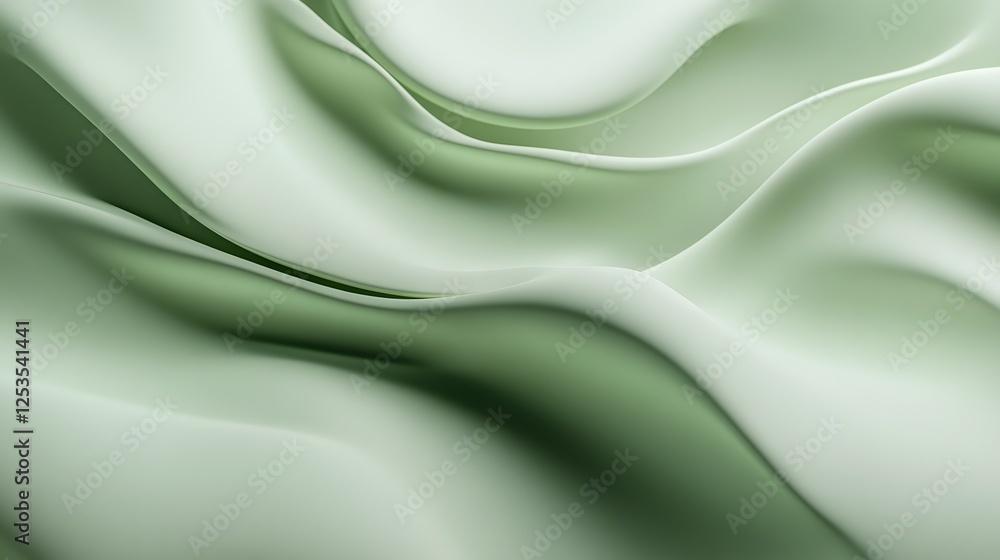 Obraz premium Flowing Green Satin Fabric with Smooth Waves, Elegant Texture and Design