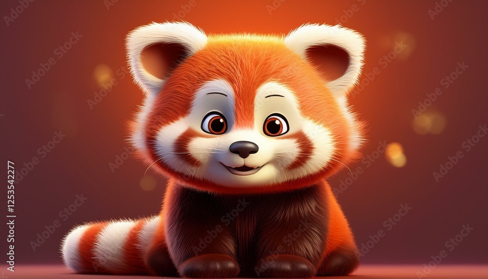 Fototapeta premium Roter Pandabär, bordeaux Hintergrund