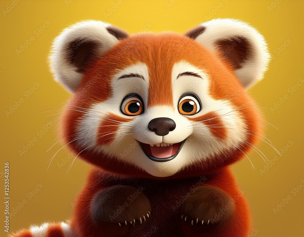 Roter Pandabär, gelber Hintergrund Roter Pandabär, gelber Hintergrund