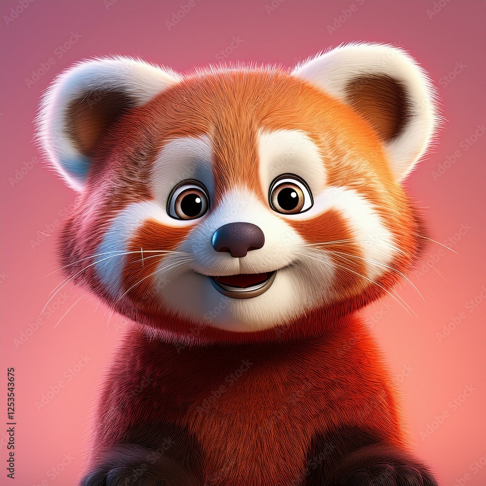 Niedlicher roter Pandabär, rosa Hintergrund Niedlicher roter Pandabär, rosa Hintergrund