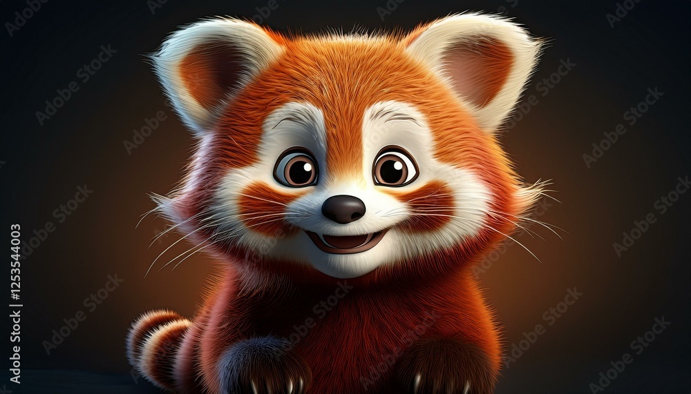 Obraz premium Roter Pandabär, schwarzer Hintergrund