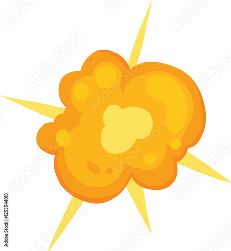 Comic explosive fire cloud game effect vector icon. Bomb blast with smoke 2d war icon illustration design. Danger flammable firework with heat light trail. Isolated burning and fiery power speed attac
