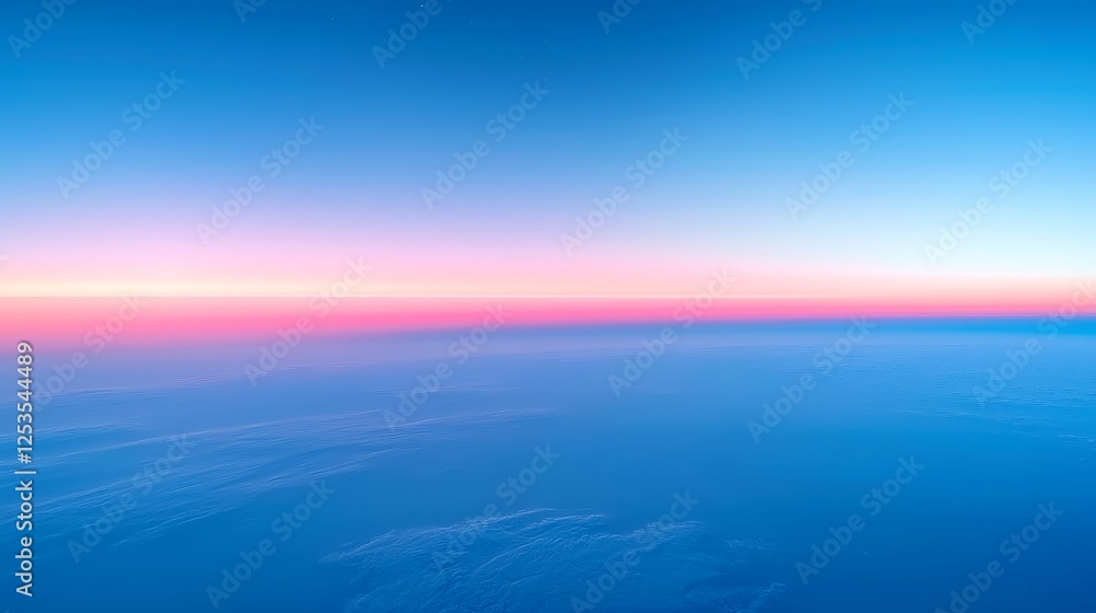 Obraz premium Phantom Horizon, an endless expanse of glowing mist envelops the landscape, merging earth and sky in a mesmerizing display of ethereal beauty and tranquility.