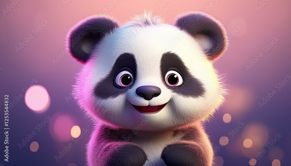 Niedlicher Pandabär, lila Hintergrund Niedlicher Pandabär, lila Hintergrund