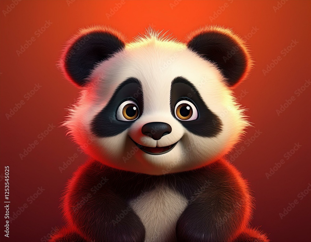 Niedlicher Pandabär, roter Hintergrund Niedlicher Pandabär, roter Hintergrund