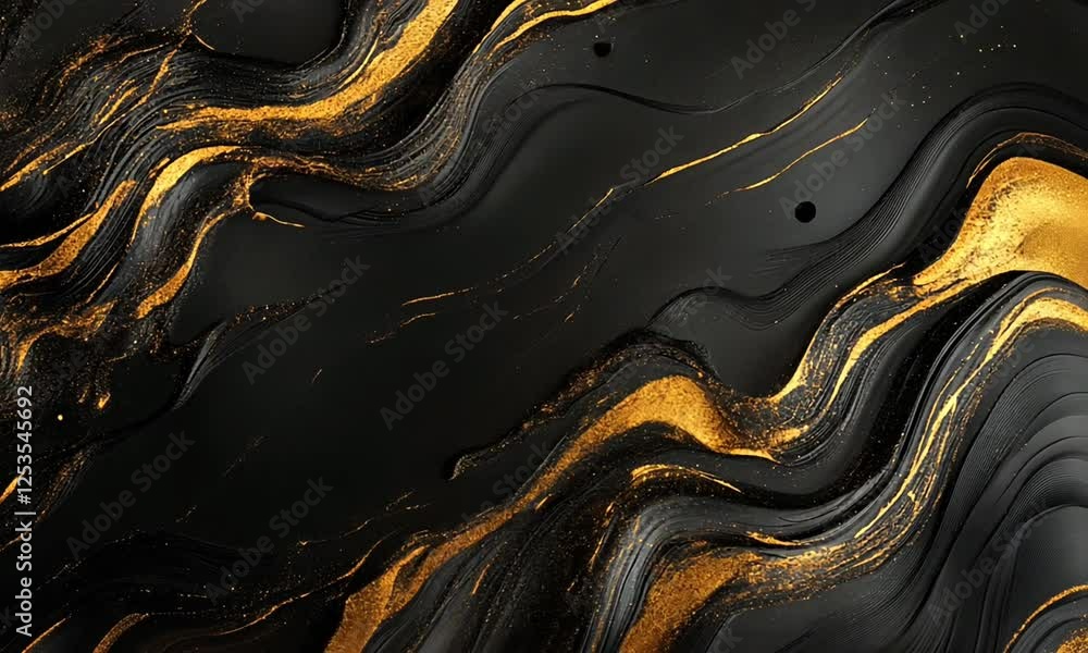 Elegant black and gold abstract waves flowing seamlessly, creating a luxurious and modern backdrop Elegant black and gold abstract waves flowing seamlessly, creating a luxurious and modern backdrop