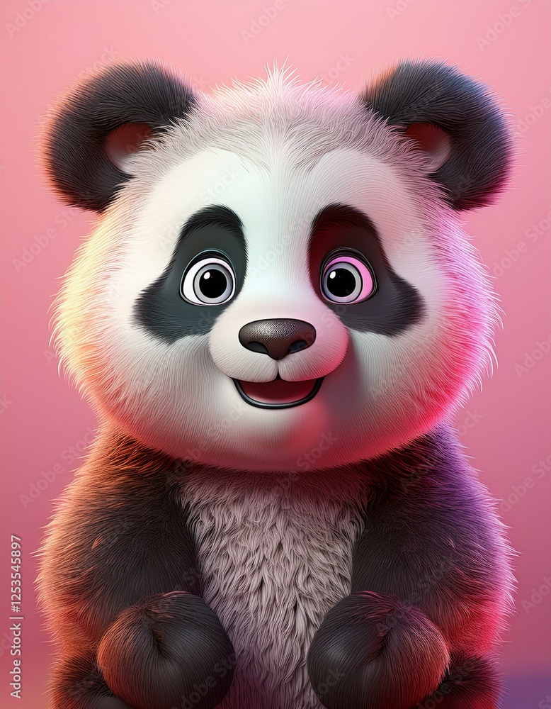 Niedlicher Pandabär, rosa Hintergrund Niedlicher Pandabär, rosa Hintergrund
