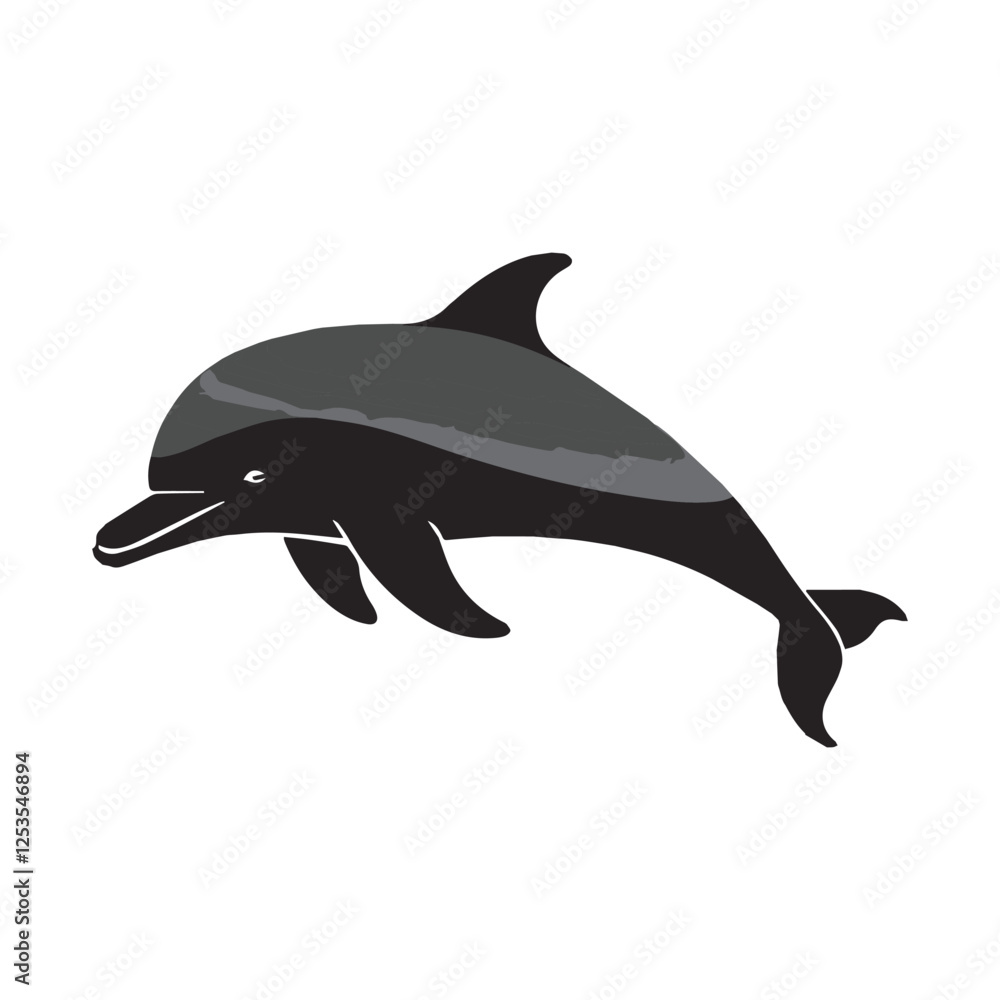 Fototapeta premium Dolphin vector silhouette design isolated on white background