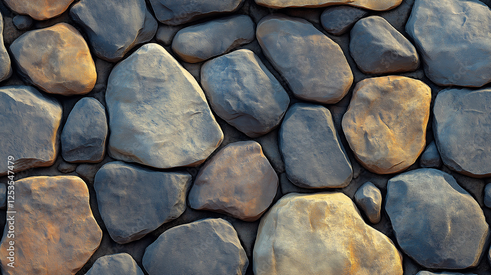 A seamless background featuring rocks and pebbles in earth tones. With varying sizes, shapes, and textures, the design blends shades from light brown to dark gray, creating a warm, inviting atmosphere A seamless background featuring rocks and pebbles in earth tones. With varying sizes, shapes, and textures, the design blends shades from light brown to dark gray, creating a warm, inviting atmosphere