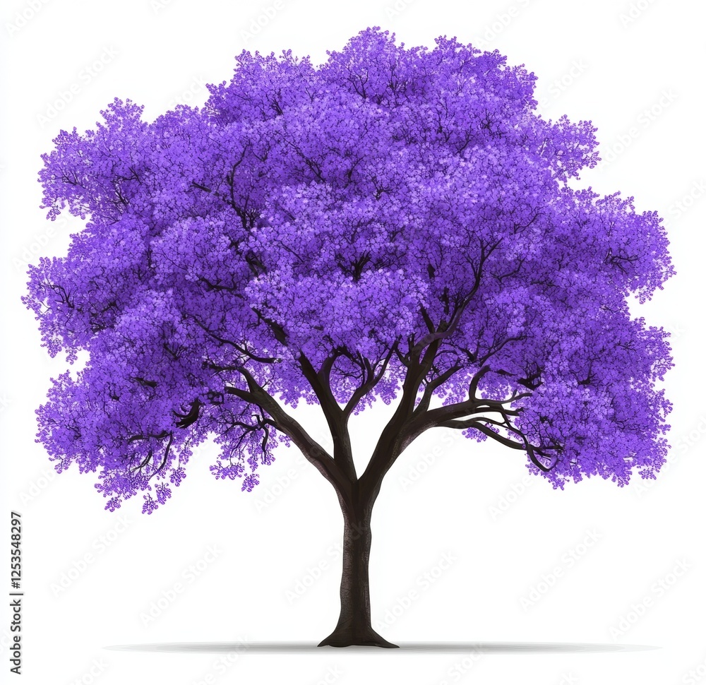 Fototapeta premium Isolated vibrant purple tree against white background
