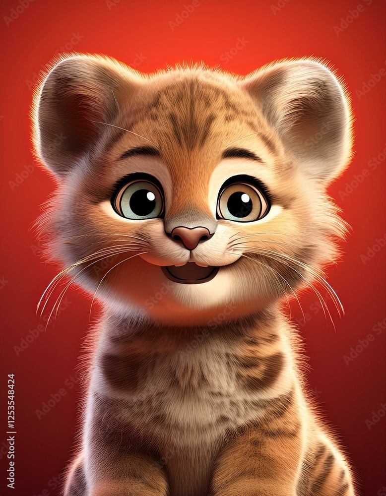 Obraz premium Puma Baby, roter Hintergrund