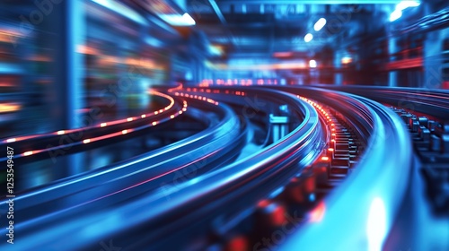 A high-speed production line in a factory, churning out goods for industrial distribution.