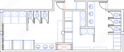 vector sketch illustration silhouette design site plan public bathroom layout