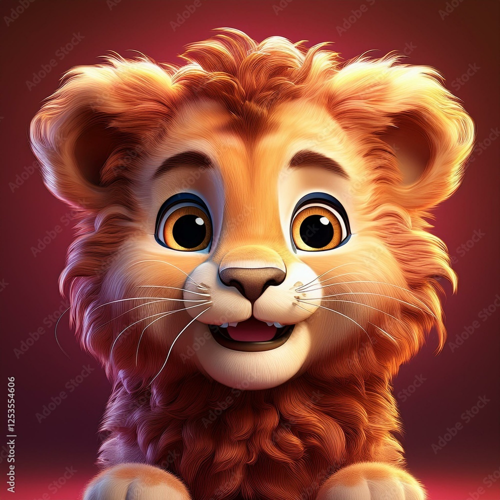 Obraz premium Niedliches Löwenbaby, brauner Hintergrund