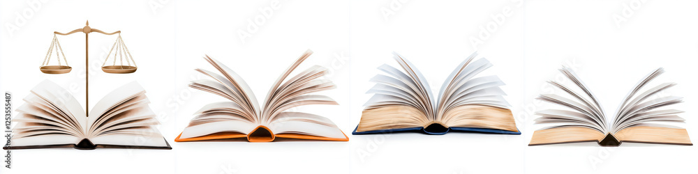 Open Books with Justice Scales Illustrating Law and Knowledge Concept Open Books with Justice Scales Illustrating Law and Knowledge Concept