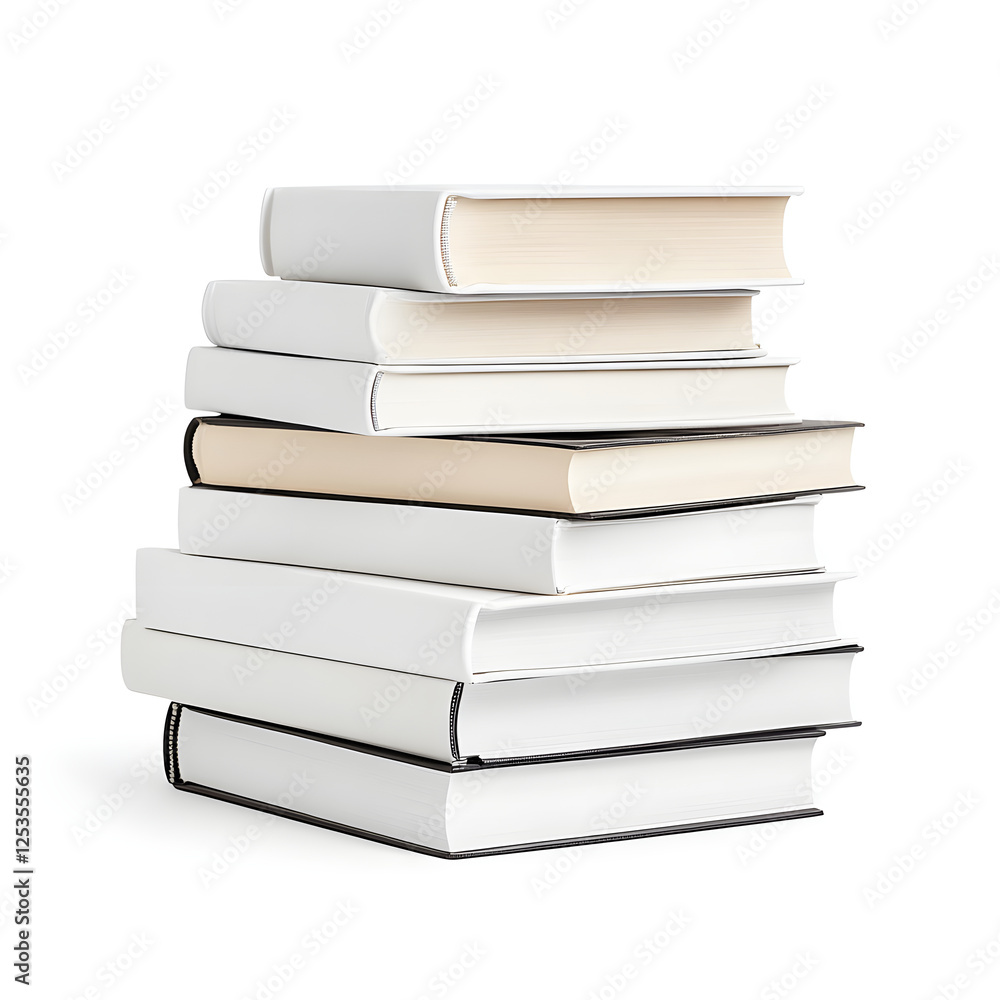 stack of white covered books arranged neatly, symbolizing knowledge and learning stack of white covered books arranged neatly, symbolizing knowledge and learning