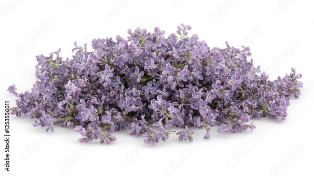 Fresh Bunch of Lavender Flowers Clustered Together on a White Surface Fresh Bunch of Lavender Flowers Clustered Together on a White Surface