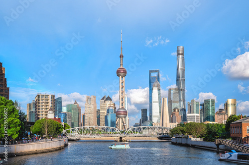 Shanghai city skyline architecture view in the morning