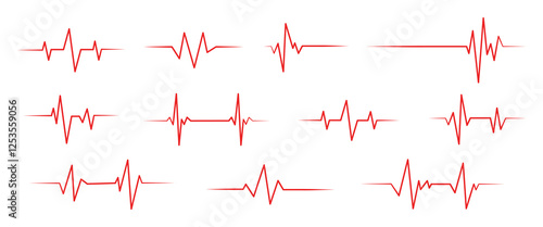 Heart beat line. Simple collection of cardiogram related line icons. Thin line vector set of signs for infographic, logo, app development and website design. Vector illustration.