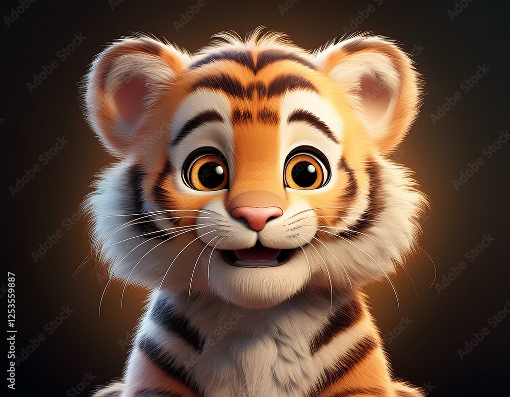 Niedliches Tigerbaby, schwarzer Hintergrund Niedliches Tigerbaby, schwarzer Hintergrund