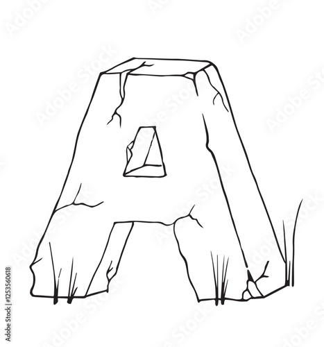 Letter A vector illustration. Stone capital A  drawing.