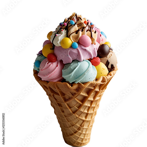 A fresh cone icecrem on transparent backgrond photo