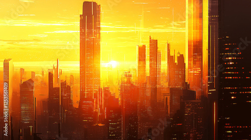 modern minimalist skyscraper at sunset