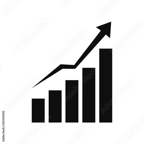 Black bar chart with upward arrow icon