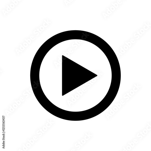 Black Play Button with Circular Outline Icon