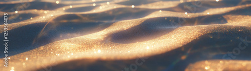 Blurred texture of fine sand grains showcasing light and shadow depths in a bright background