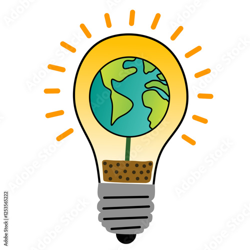 Light bulb with earth inside for green energy concept.