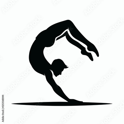 Gymnastics Flip Silhouette in black on a white background