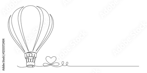 Wallpaper Mural hot air balloon continuous line art style 1 Torontodigital.ca