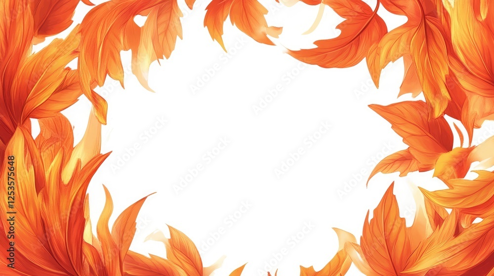 Frame of orange maple leaves on white background, banner design Frame of orange maple leaves on white background, banner design