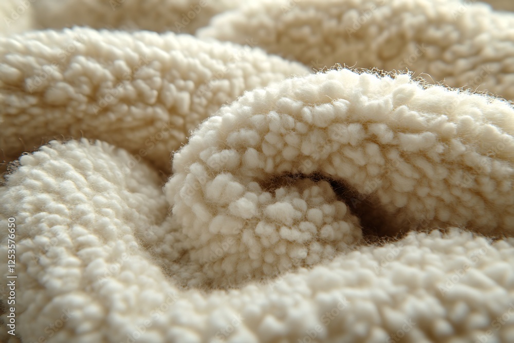 Close-up of soft, textured cream-colored fabric showcasing intricate fibers and folds Close-up of soft, textured cream-colored fabric showcasing intricate fibers and folds