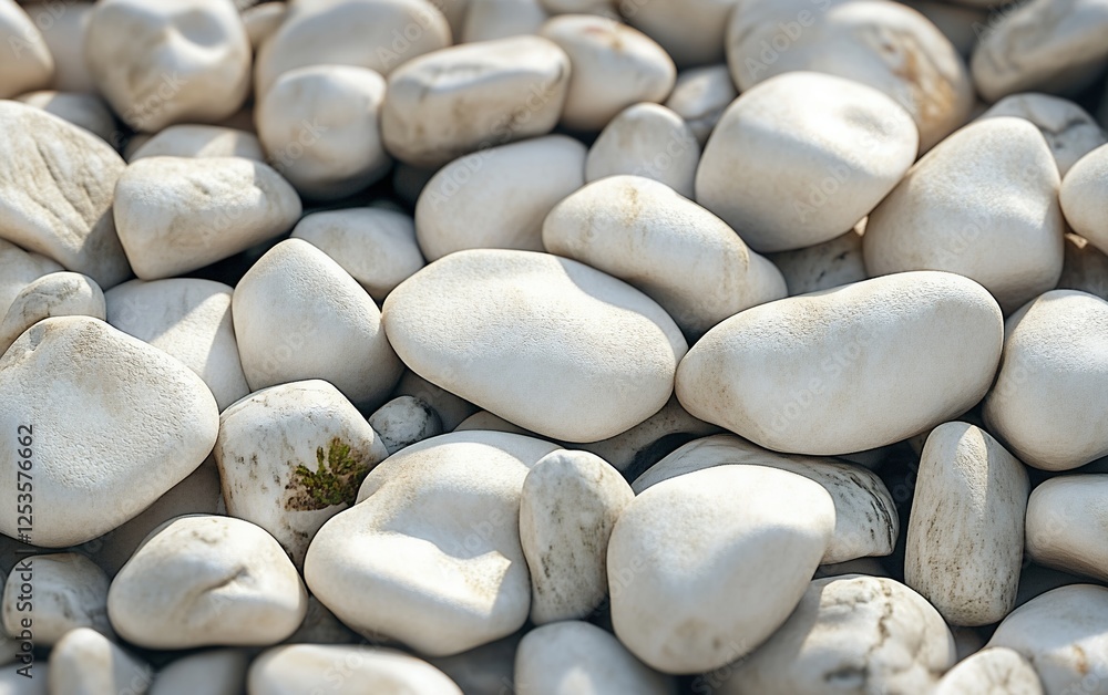 Close-up of white smooth stones with soft natural surface in a textured arrangement for decorative background Close-up of white smooth stones with soft natural surface in a textured arrangement for decorative background