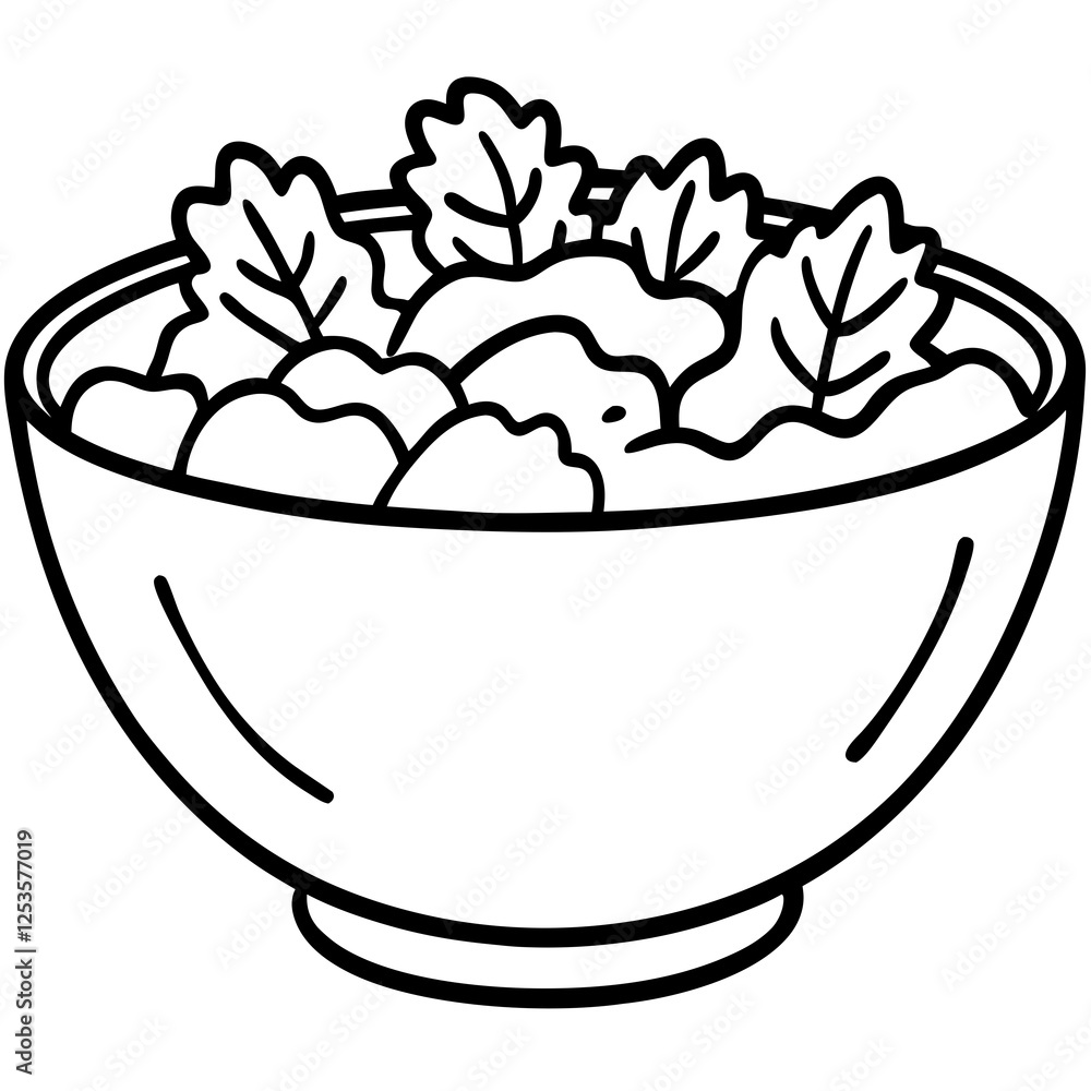 Minimalist Salad Bowl Line Art Vector Design Minimalist Salad Bowl Line Art Vector Design