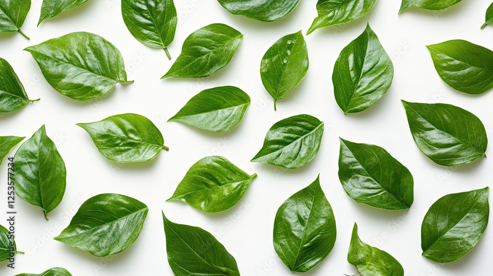 Green leaves seamless background on white background Green leaves seamless background on white background