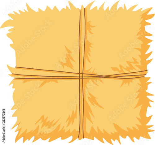 Cartoon agricultural haycock. Bale of hay, rural haystack, rolled stack and fodder straw, dried farm haystacks flat vector illustration icon on white